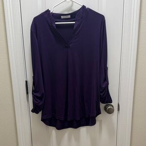 J.Jill Deep Purple V-Neck Long-Sleeve Tunic